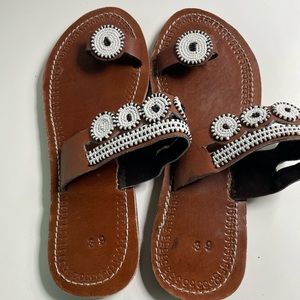 Hand Made leather Masai Slippers